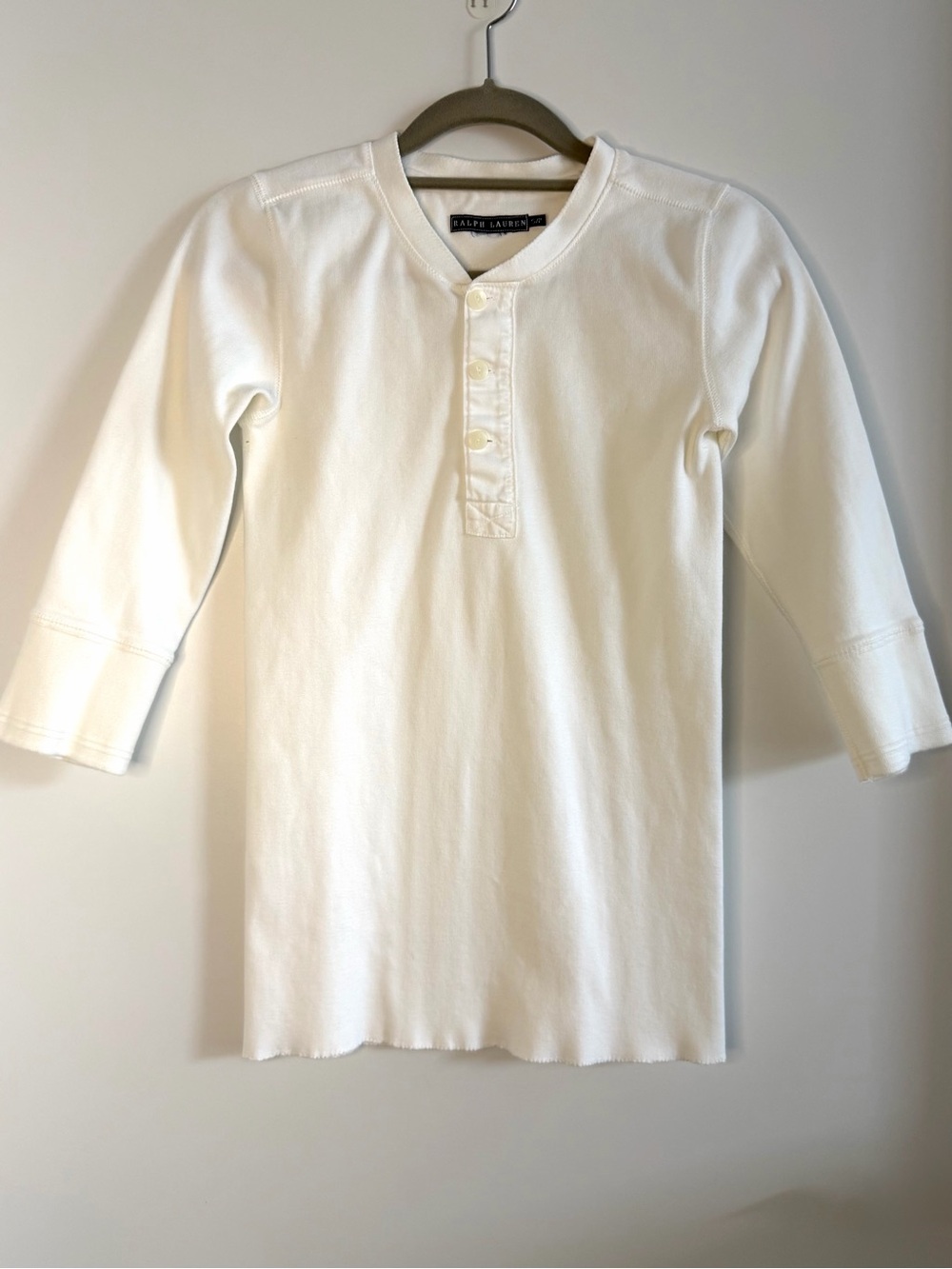 Ralph Lauren Classic Henley Knit Top 3/4 Sleeve White Women’s S/P